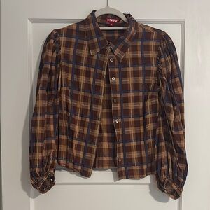 Staud Plaid Button-Up Shirt
